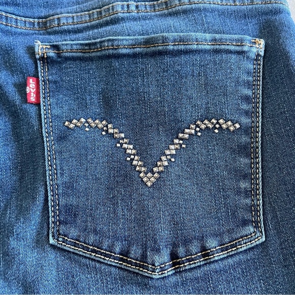 Levi’s Perfectly Slimming 512 Bootcut Jeans Women’s 14 R Blue Studded Coastal - Picture 9 of 14